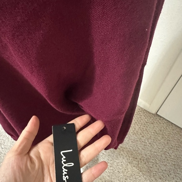 Lulus V-Neck oversized maroon pullover tunic NWT Lounge Cozy Casual Women’s xs/s - Picture 2 of 6